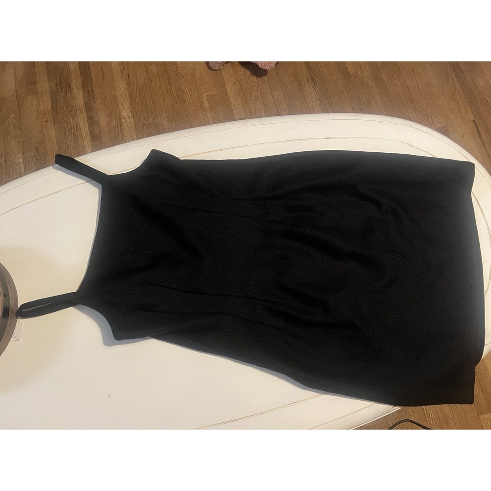 Vintage Citi Dress Black Textured Slip Dress Women Size 10 Minimalist 90s Midi